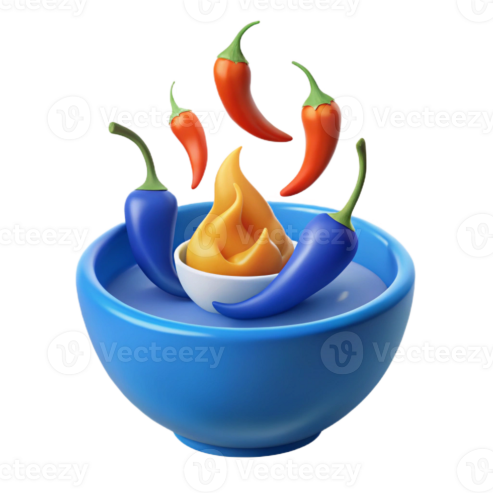 Spicy Blue and Red Peppers with Yellow Sauce png