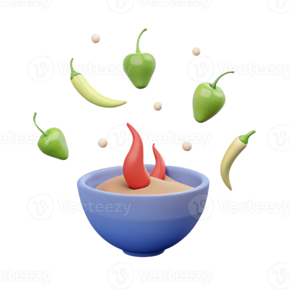 Spicy Dip with Peppers in a Blue Bowl png