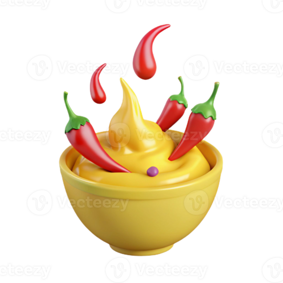 Spicy Yellow Dip with Red Peppers png