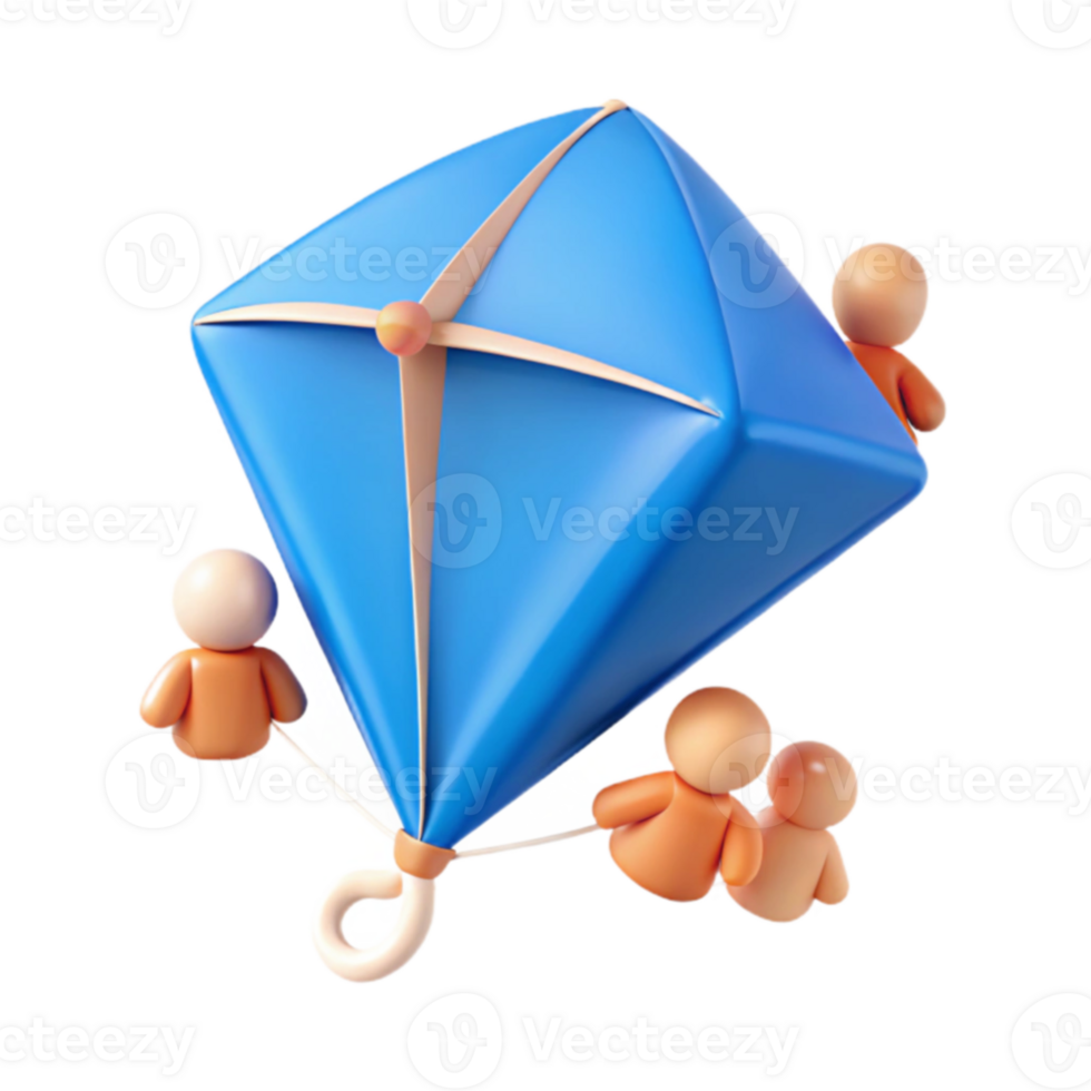 3D Render of People Holding a Kite png