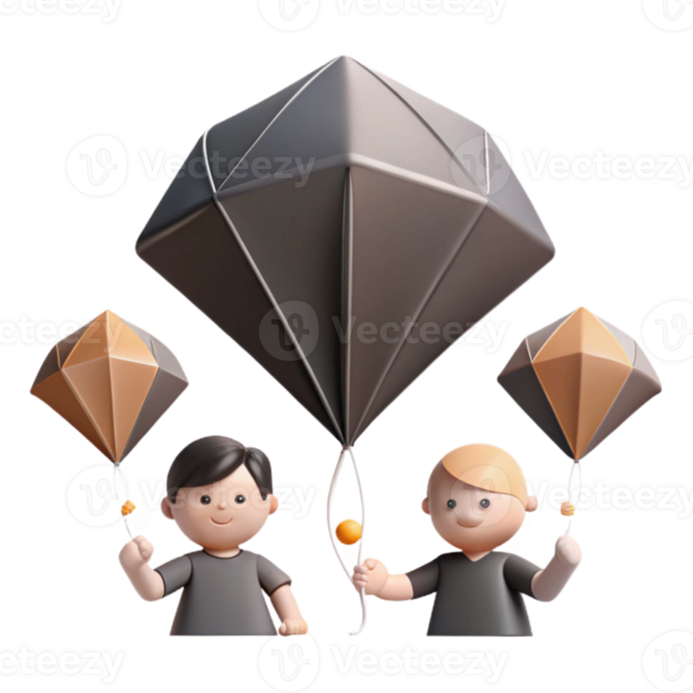 Two Children Holding Diamond-Shaped Balloons png