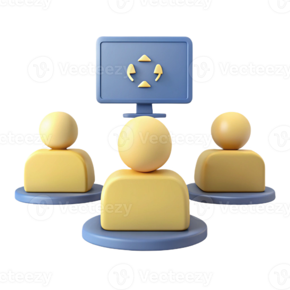 Group of People Watching a Screen with a Circular Arrow Icon png