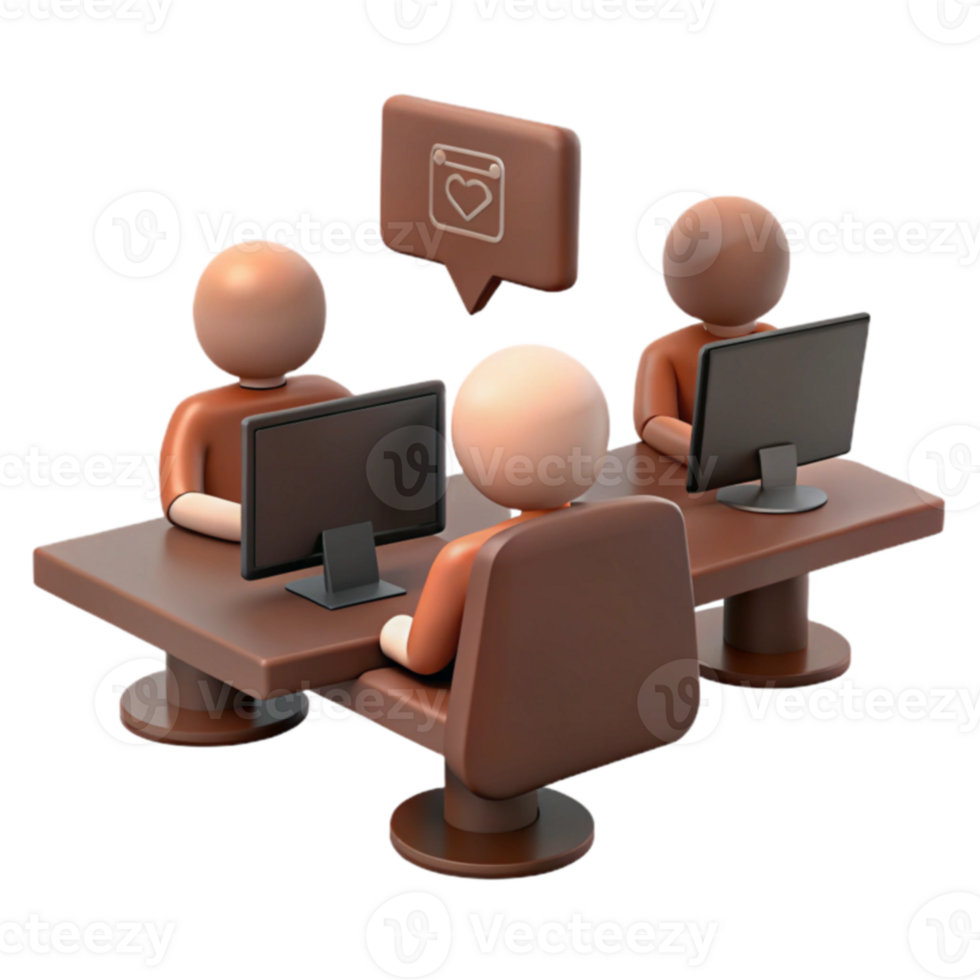 Teamwork and Collaboration A 3D Illustration of People Working Together png