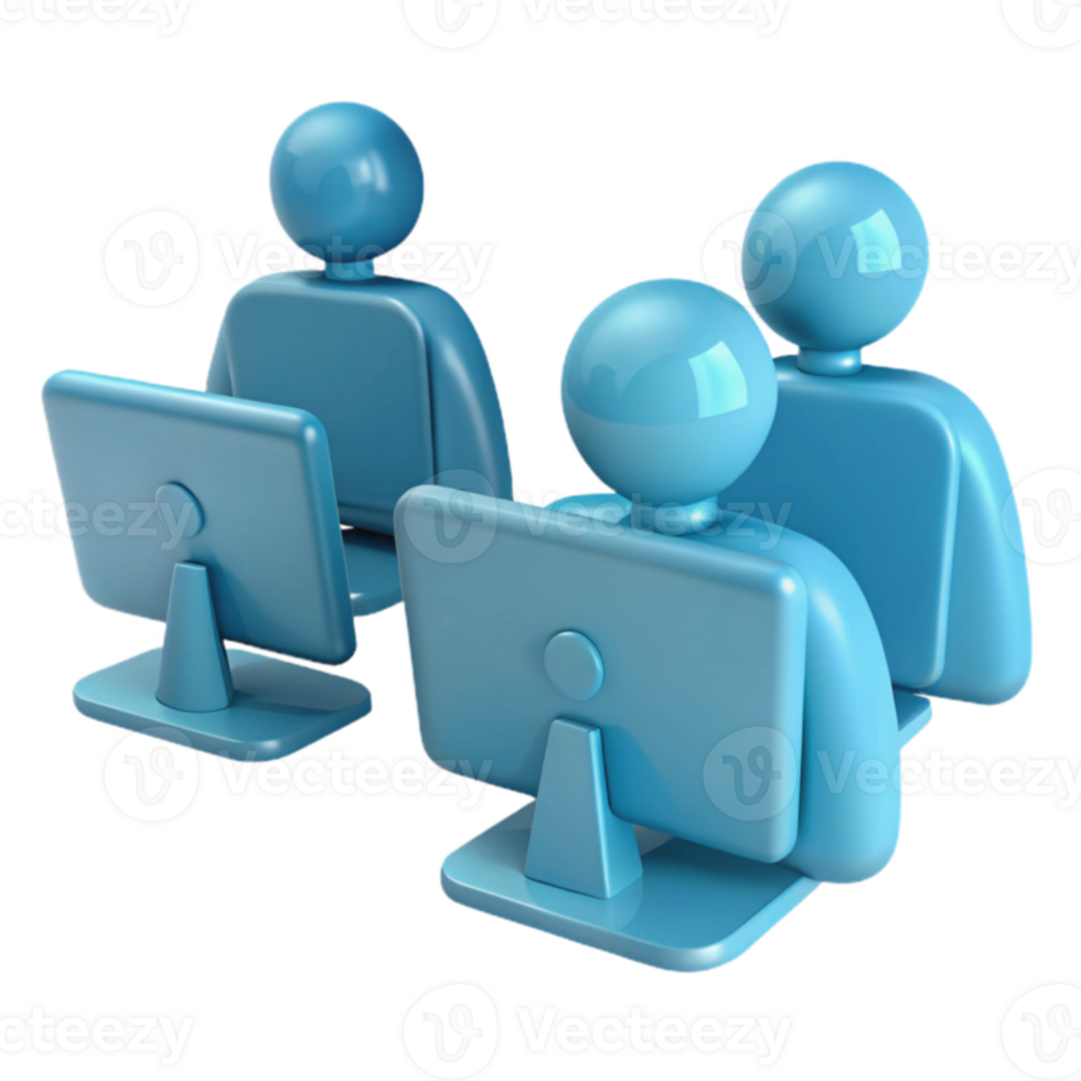 Teamwork Working Together on Computers png