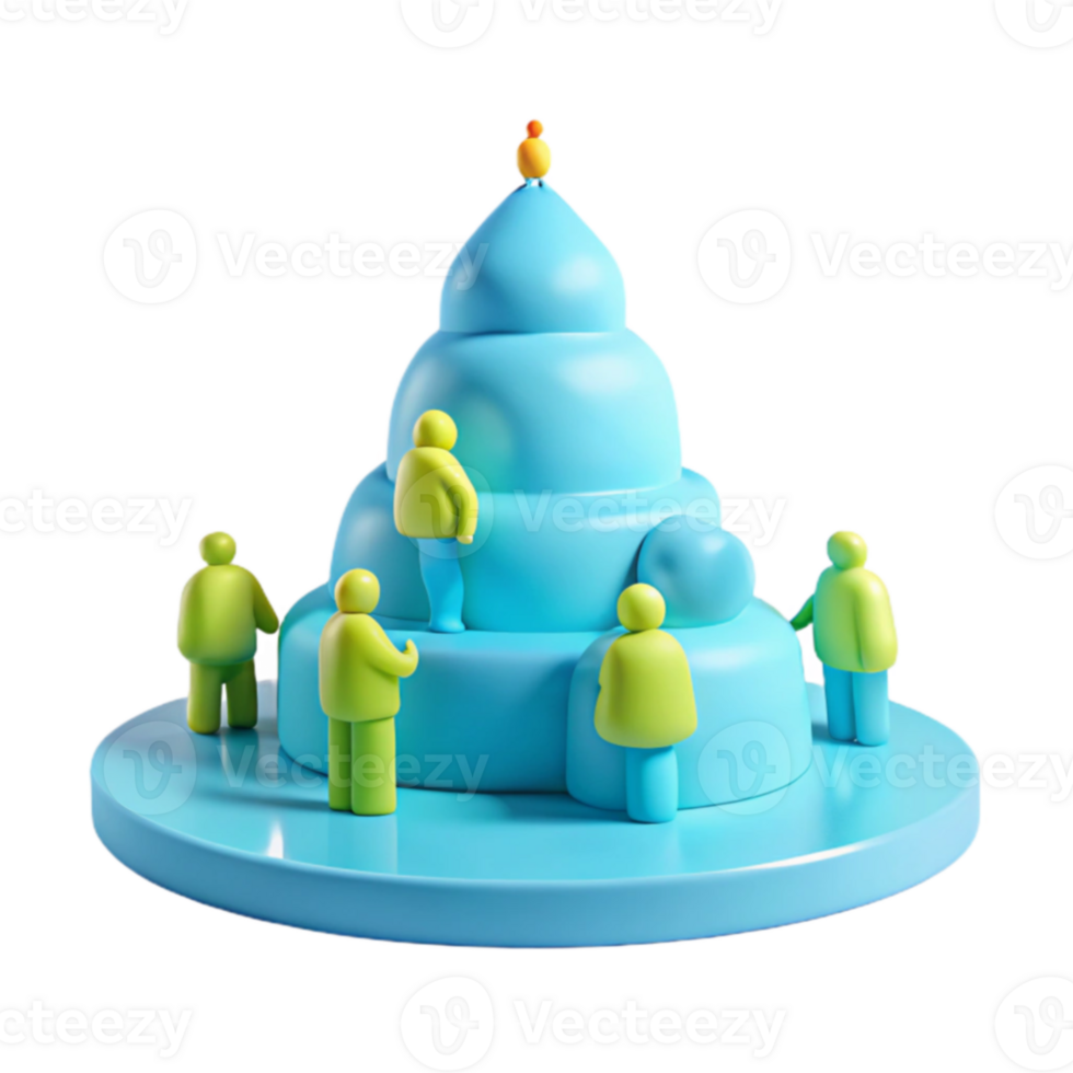 3D Render of People Surrounding a Blue Structure png