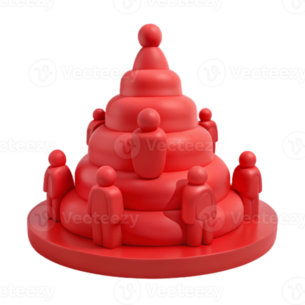 3D Illustration of a Pyramid with People Figurines Representing Hierarchy png