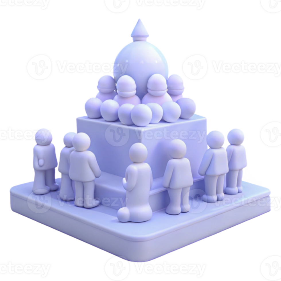 3D Render of People Standing in a Pyramid Structure png