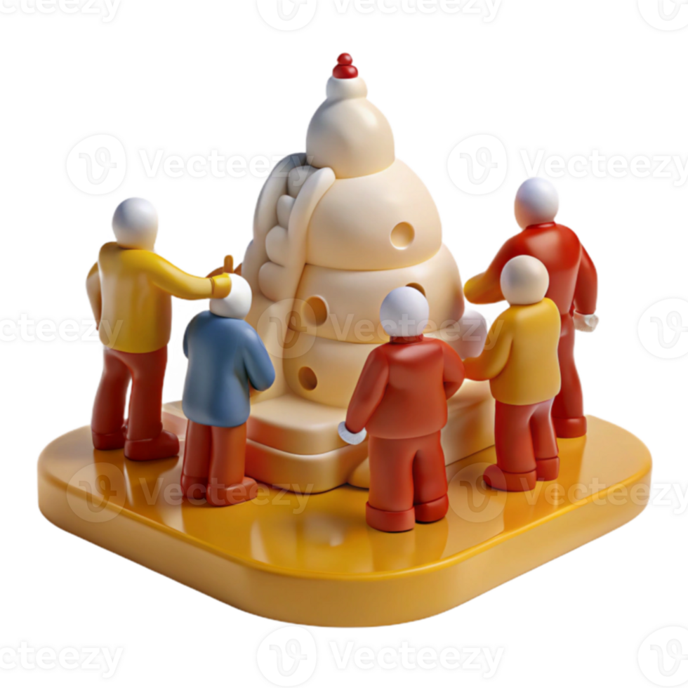 3D Render of Toy People Around a Play Structure png