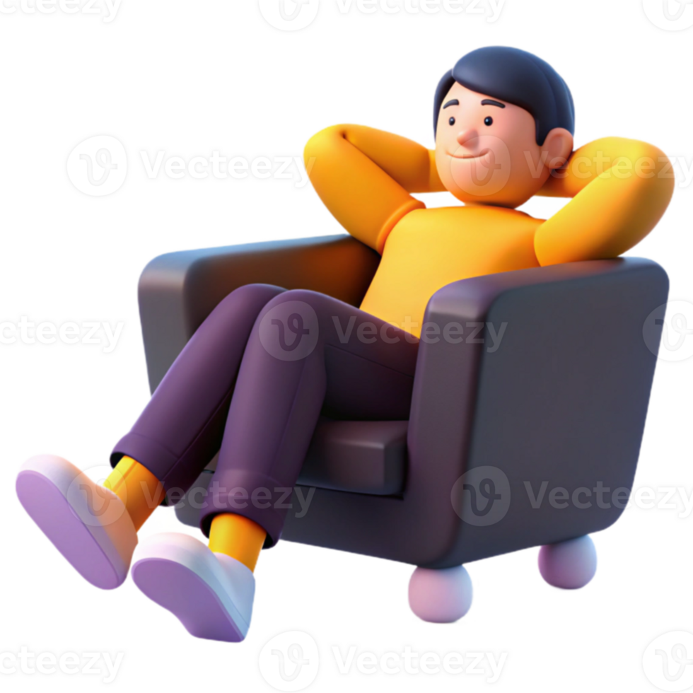 Relaxing in a Comfortable Chair png