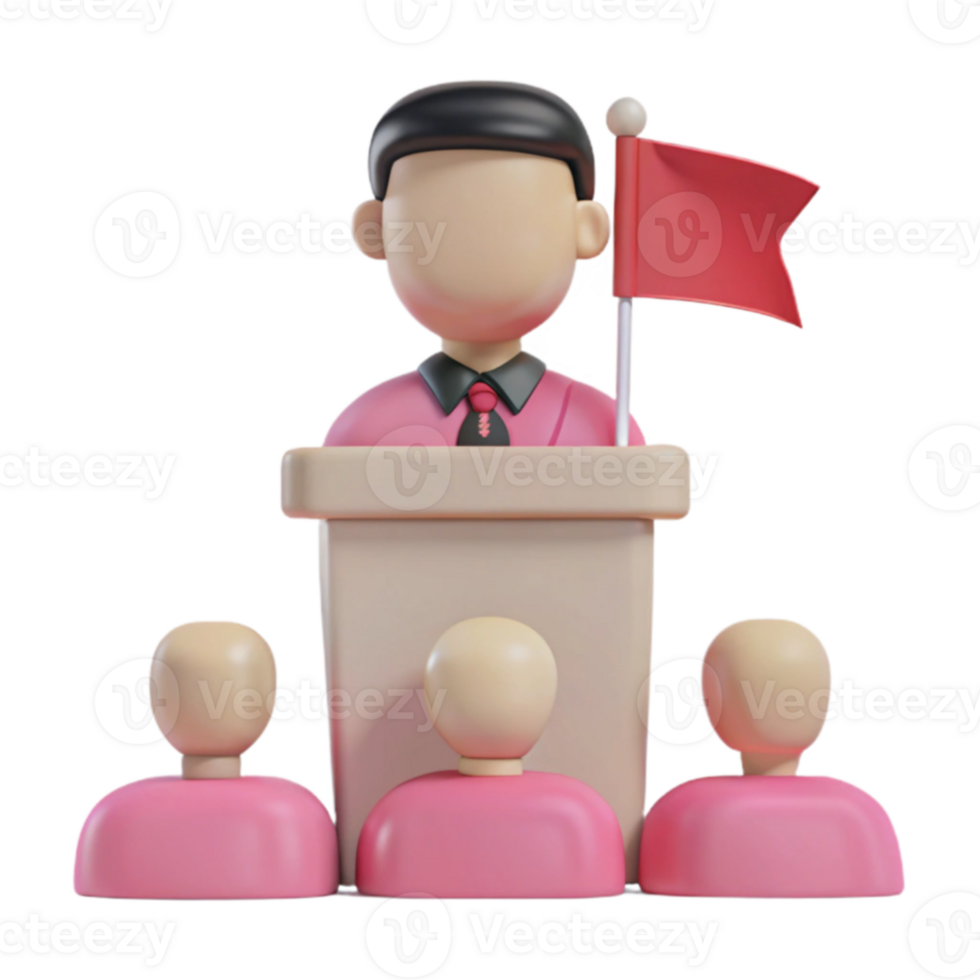 3D Render of Speaker Addressing Audience png