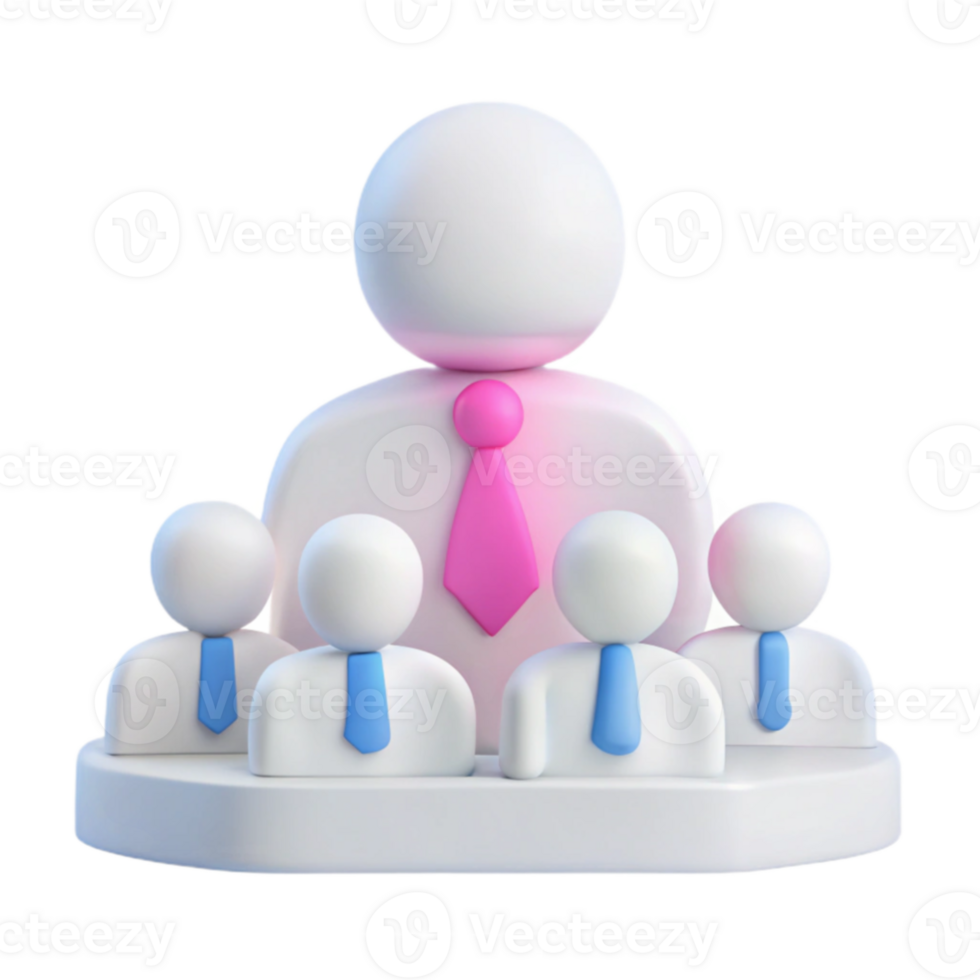 Leadership Team with Subordinates 3D Render of a Business Icon png