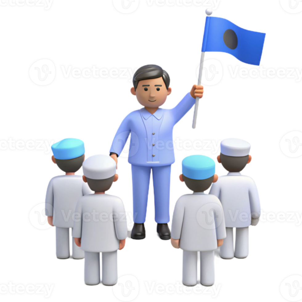 3D Illustration of a Leader Guiding a Group png