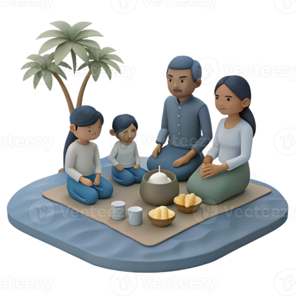 Family Gathering Under Palm Trees png