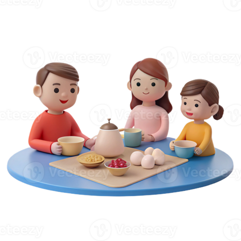 Family Gathering Around Table with Food and Drinks png
