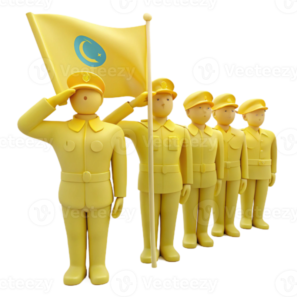Saluting Soldiers with Flag and Crescent Moon Symbol png
