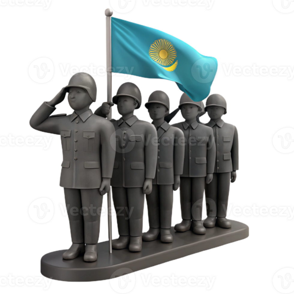 Soldiers Saluting with a Waving Flag png