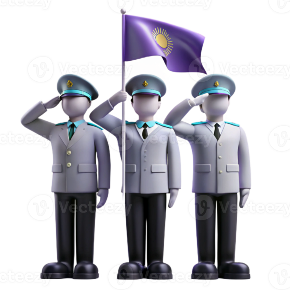 Three Soldiers Saluting with a Flag png