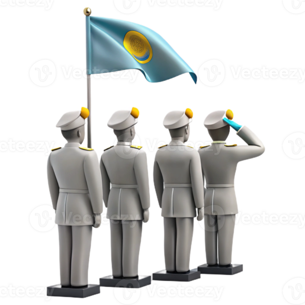 Four Soldiers Saluting a Flag png