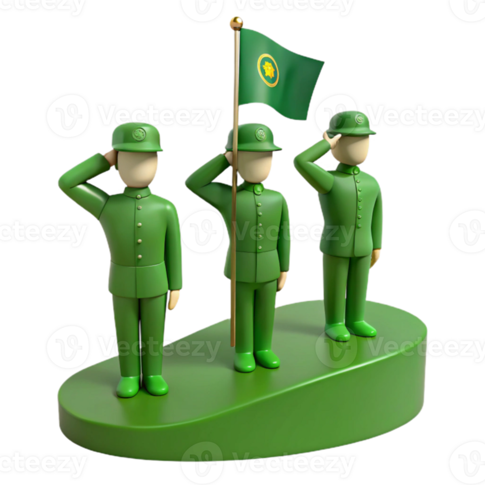 Three Soldiers Saluting with a Flag png