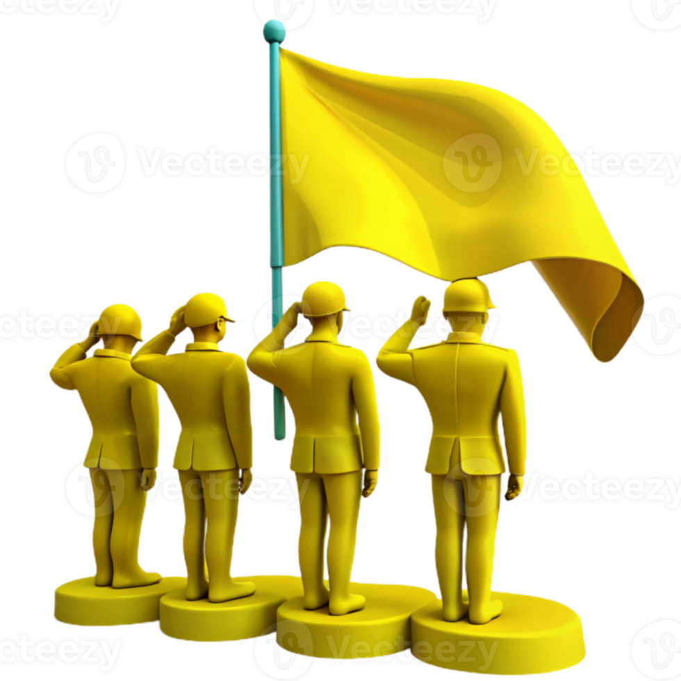 Saluting Figures Under Yellow Flag png