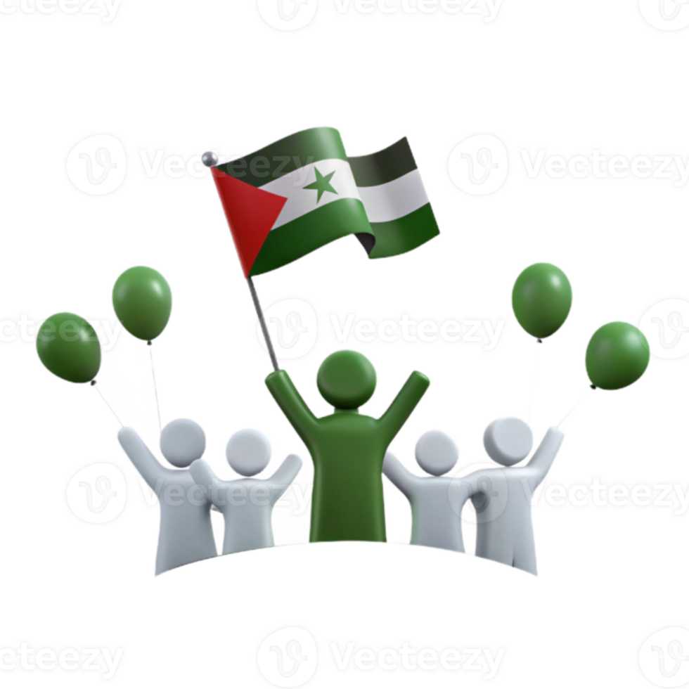 Celebrating with Balloons and a Flag png