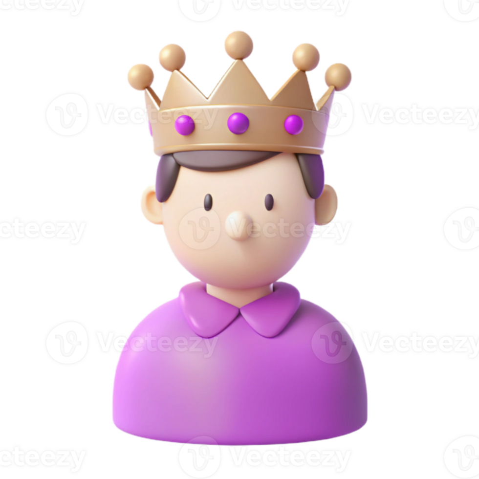 3D Cartoon King Render, Cute Character Design, Royalty Symbol png