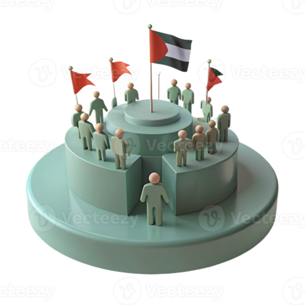 Circular Diagram with People and Flags png