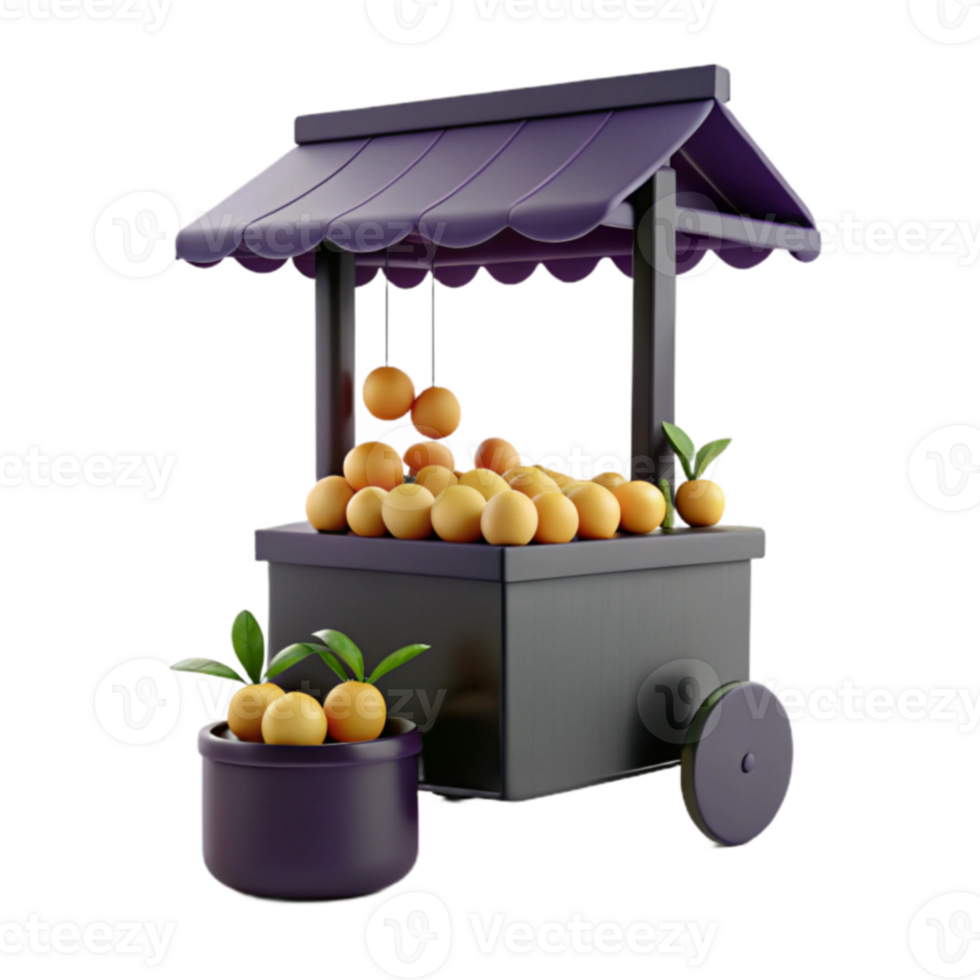 3D Render of a Fruit Stand with Oranges png