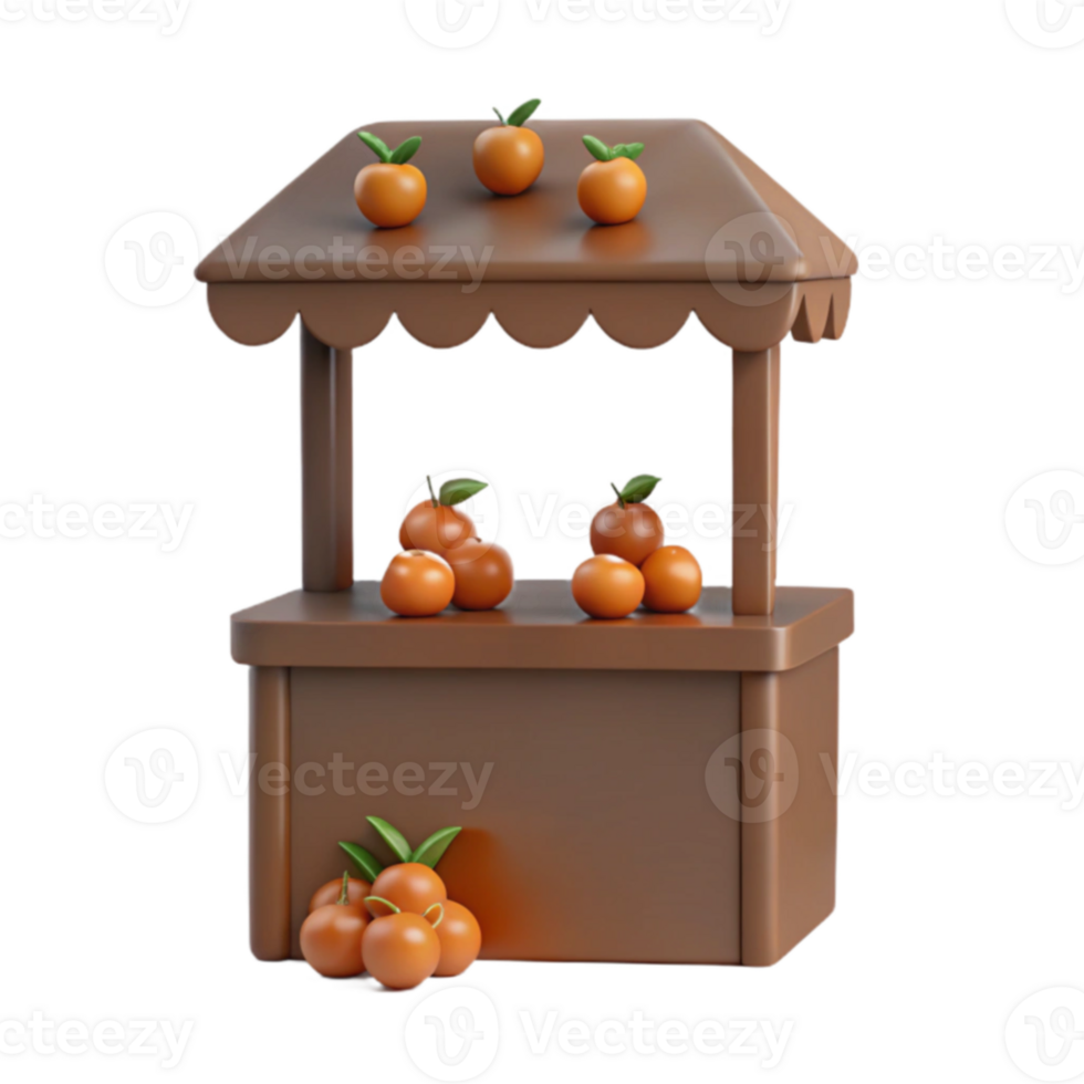 3D Render of a Fruit Stand with Oranges png
