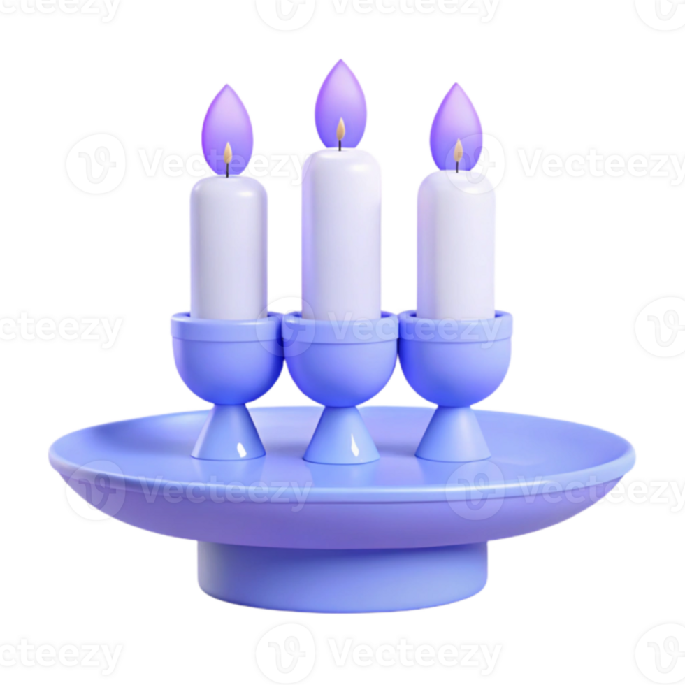 Three Candles on a Blue Plate png