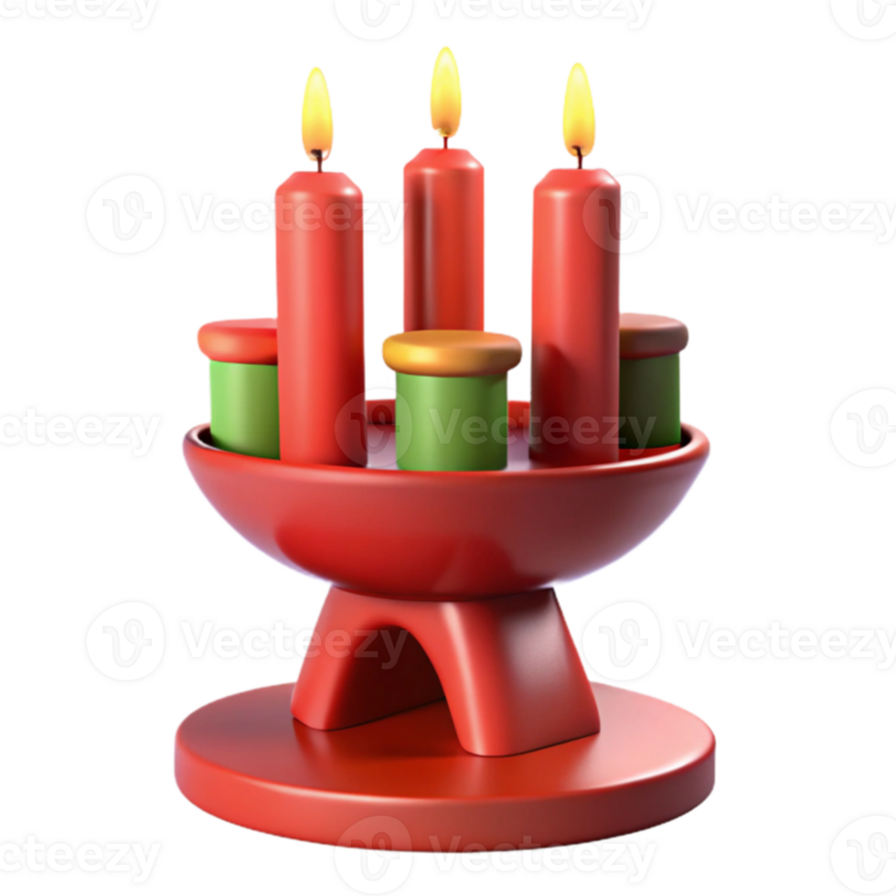 Red Candle Holder with Four Candles png
