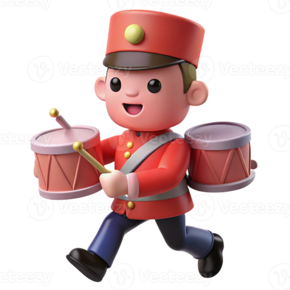 Cheerful Cartoon Drum Player Marching png
