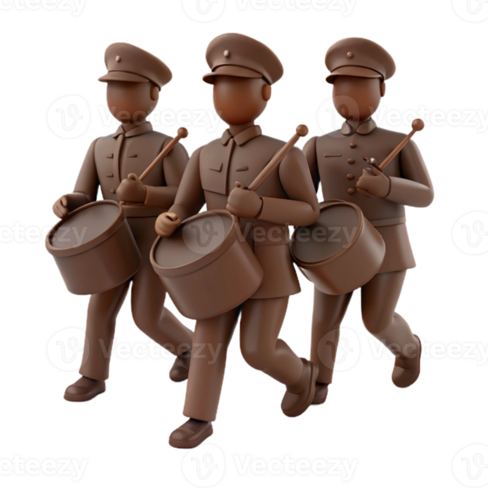 Three Drummers Marching in Unison png