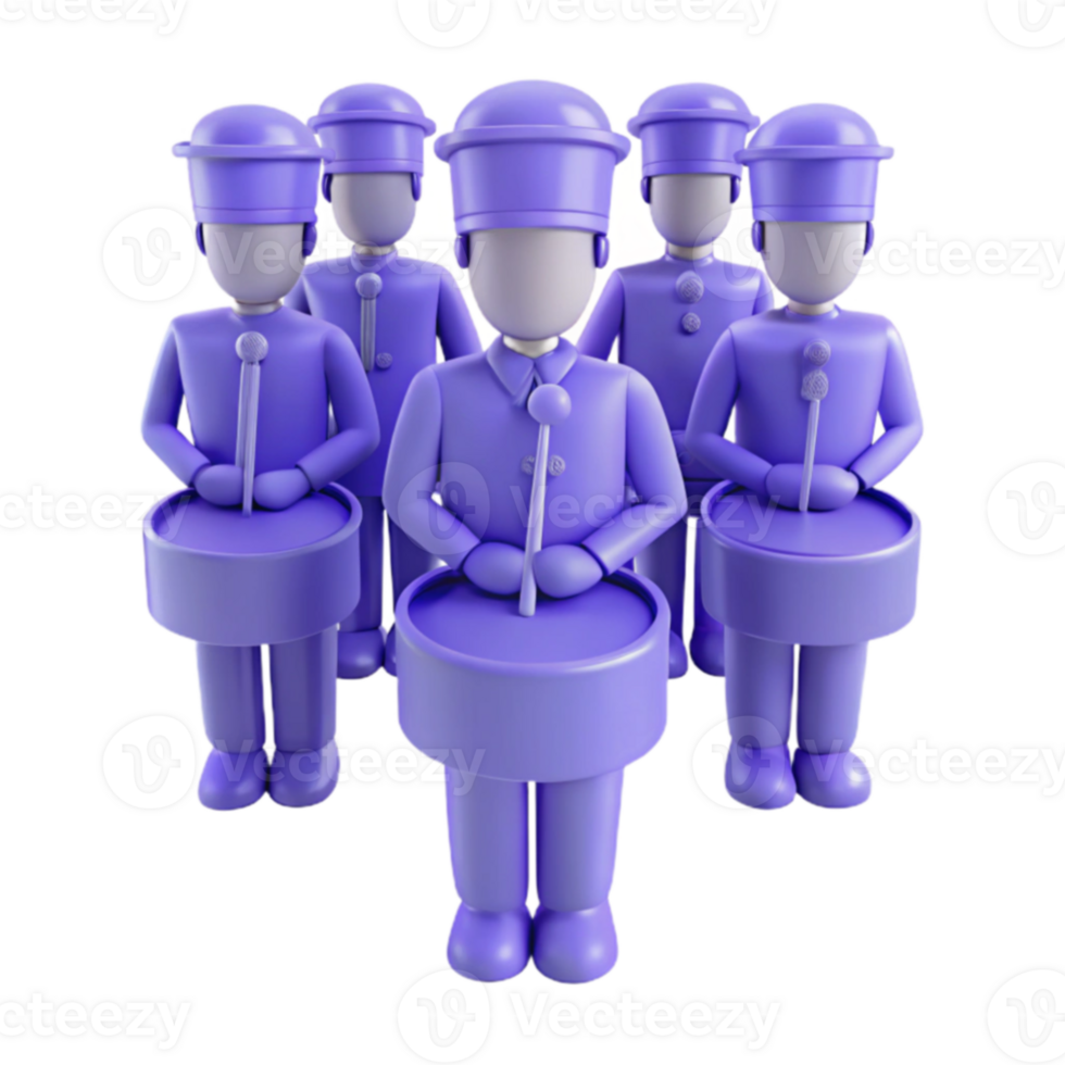 3D Render of Drummers in Formation png
