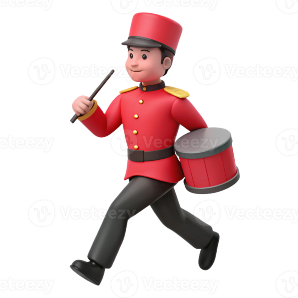 3D Cartoon Illustration of a Drum Major Marching png