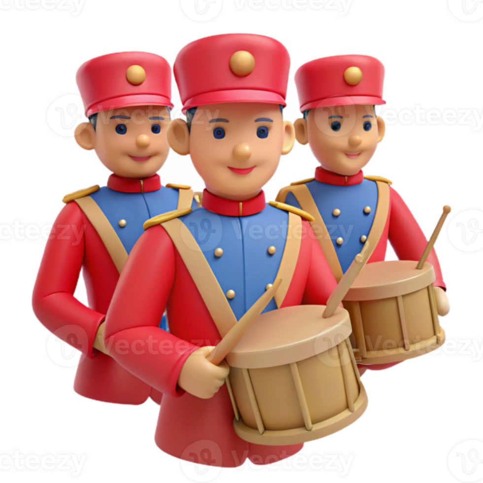 Three Toy Soldiers Playing Drums png