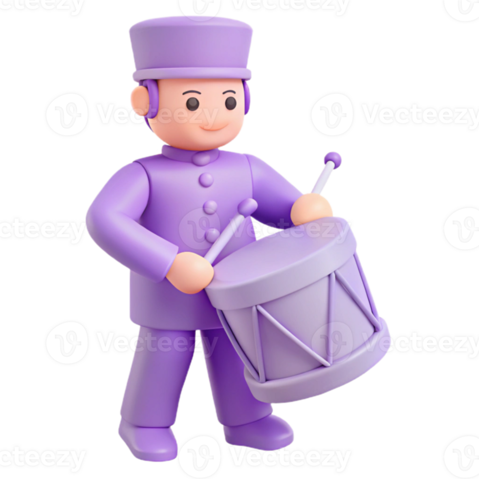 Purple Character Playing a Drum png