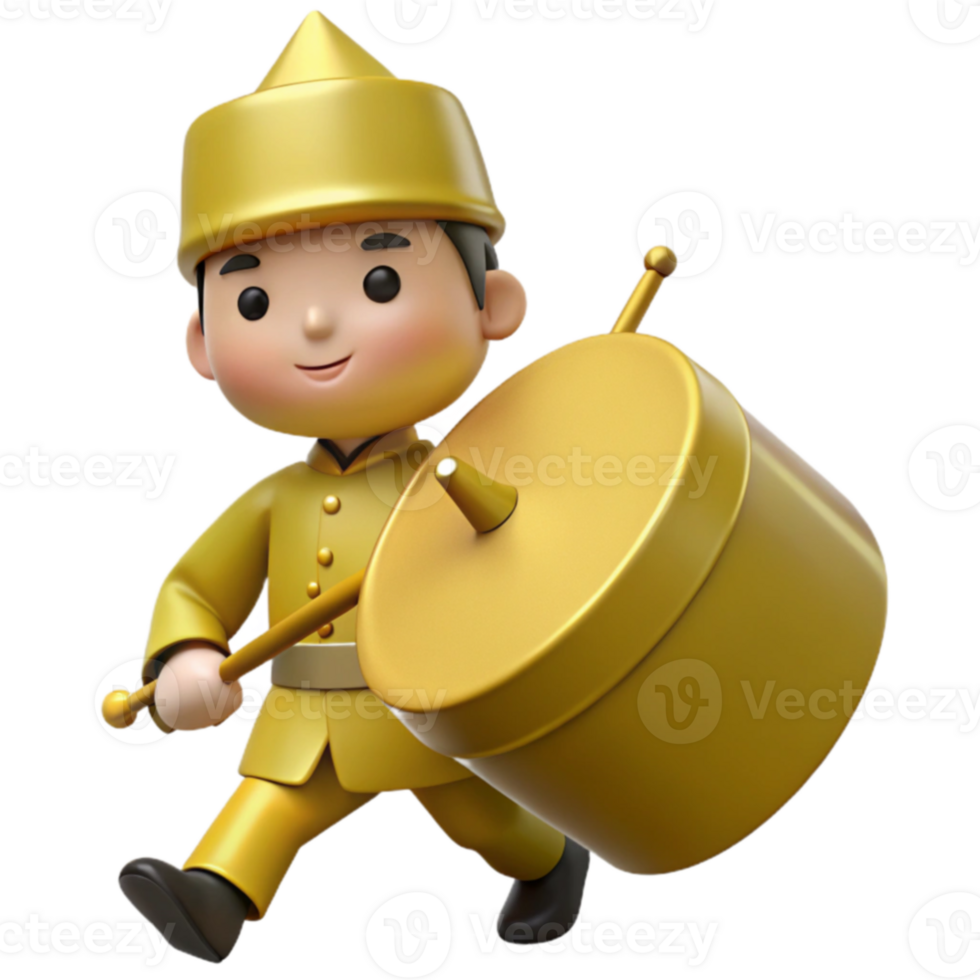 3D Cartoon Character with Drum png