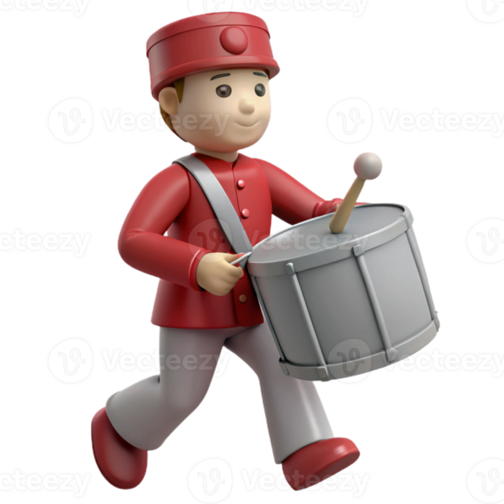 3D Cartoon Character Playing a Drum png