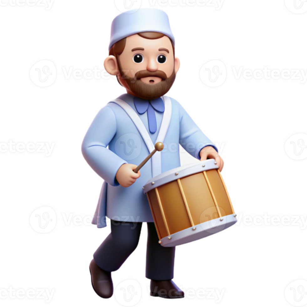 3D Cartoon Character Playing a Drum png
