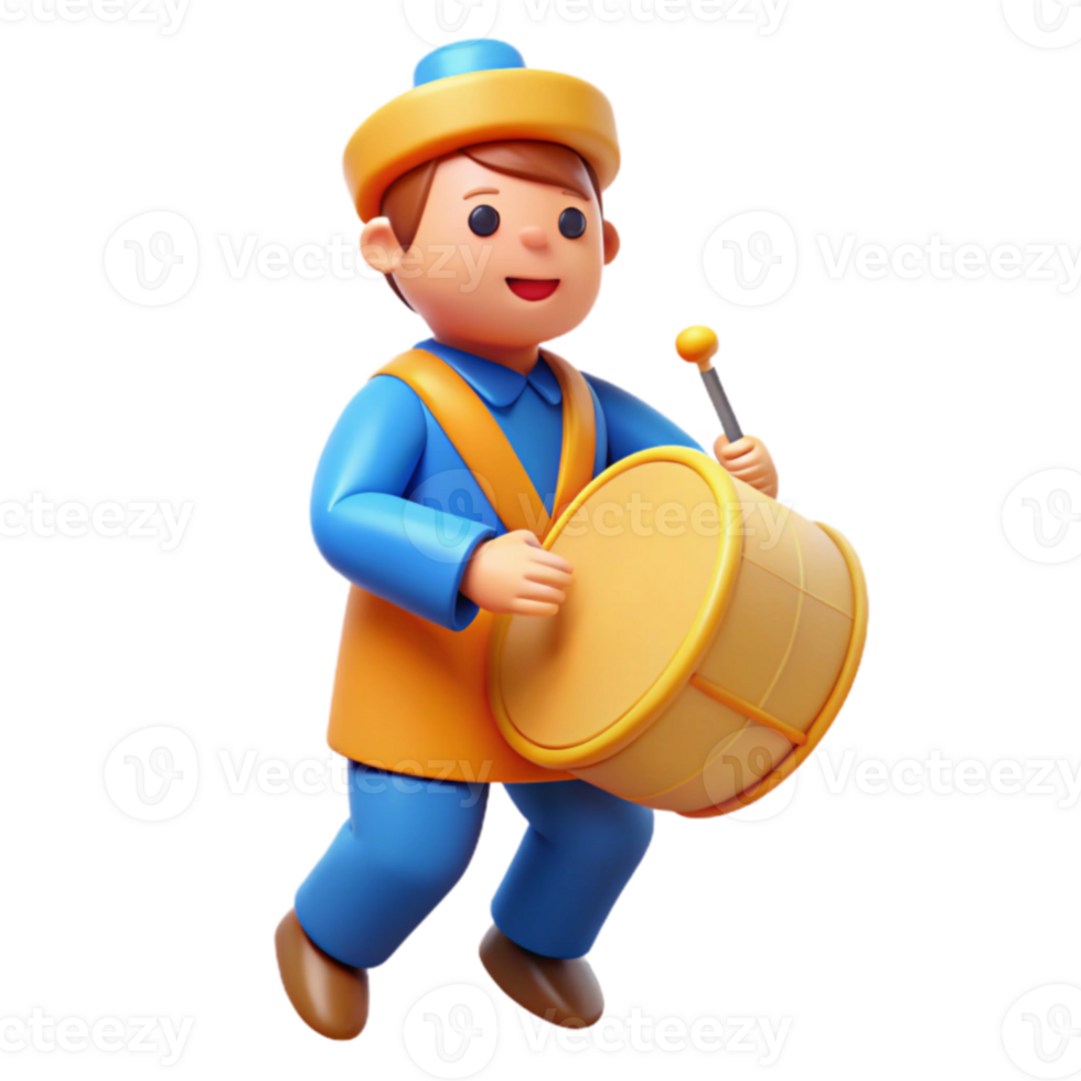 3D Cartoon Character Playing the Drums png