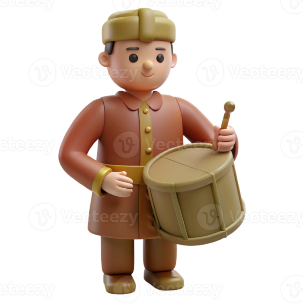 3D Cartoon Illustration of a Drummer png