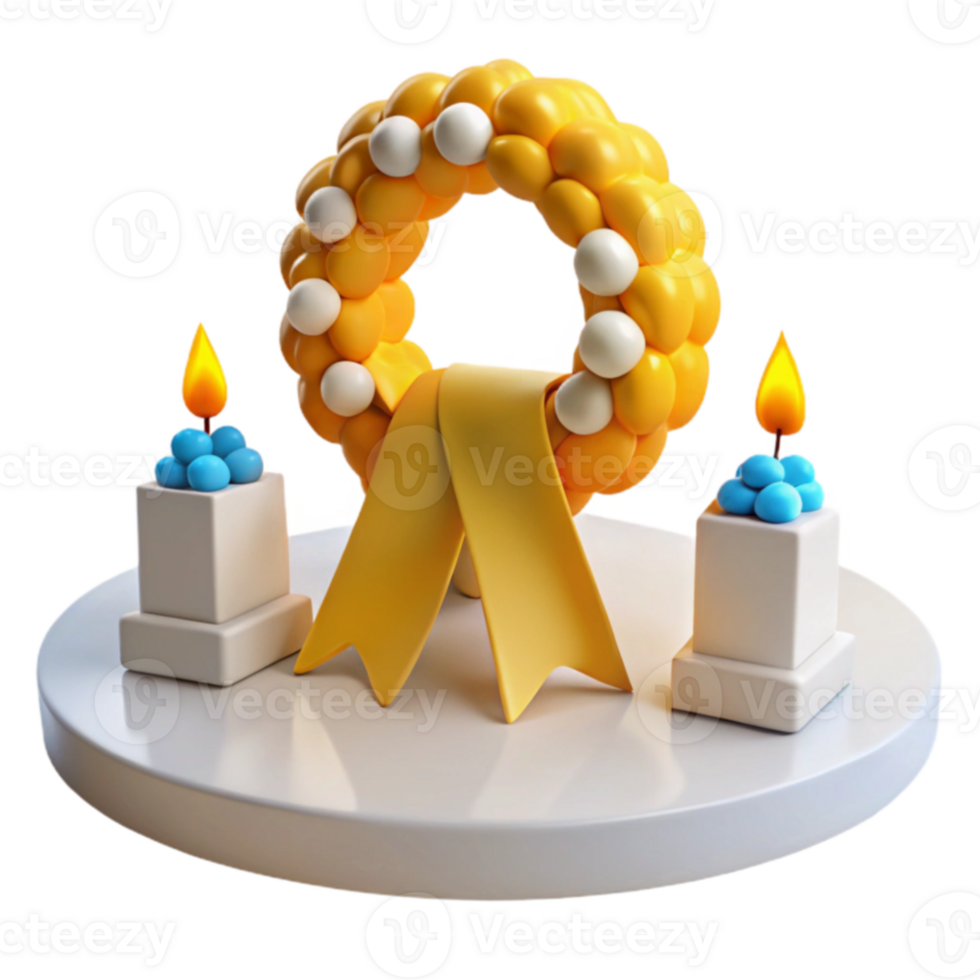 Yellow Wreath with Ribbon and Candles png