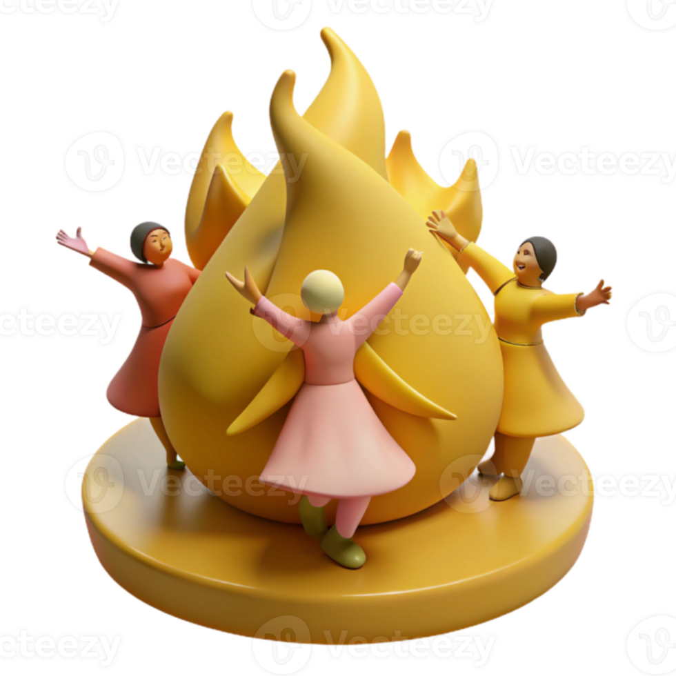 Three Figures Dancing Around A Flame png