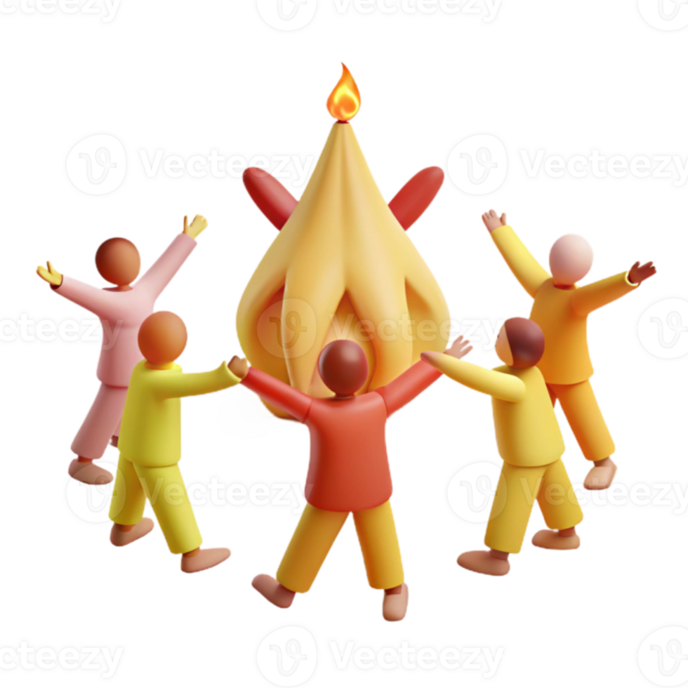 Group of People Dancing Around a Flame png