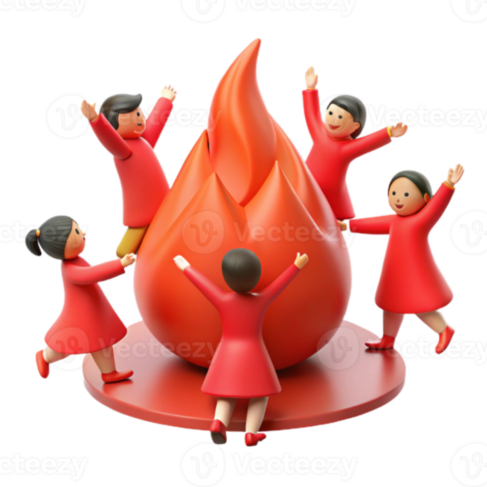 Group of Cartoon Characters Surrounding a Fire png