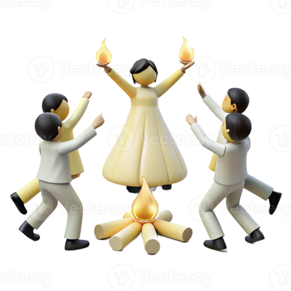 People Dancing Around a Bonfire png