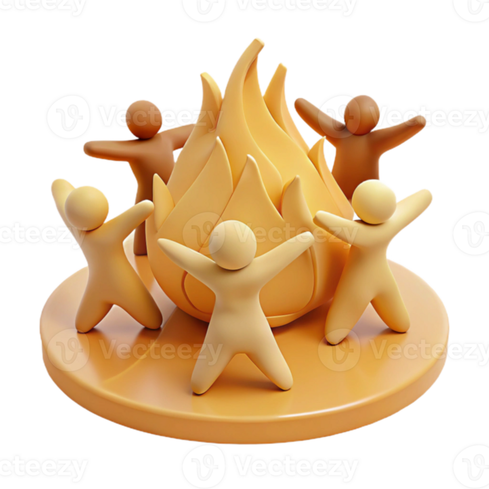 Group of People Around a Fire png