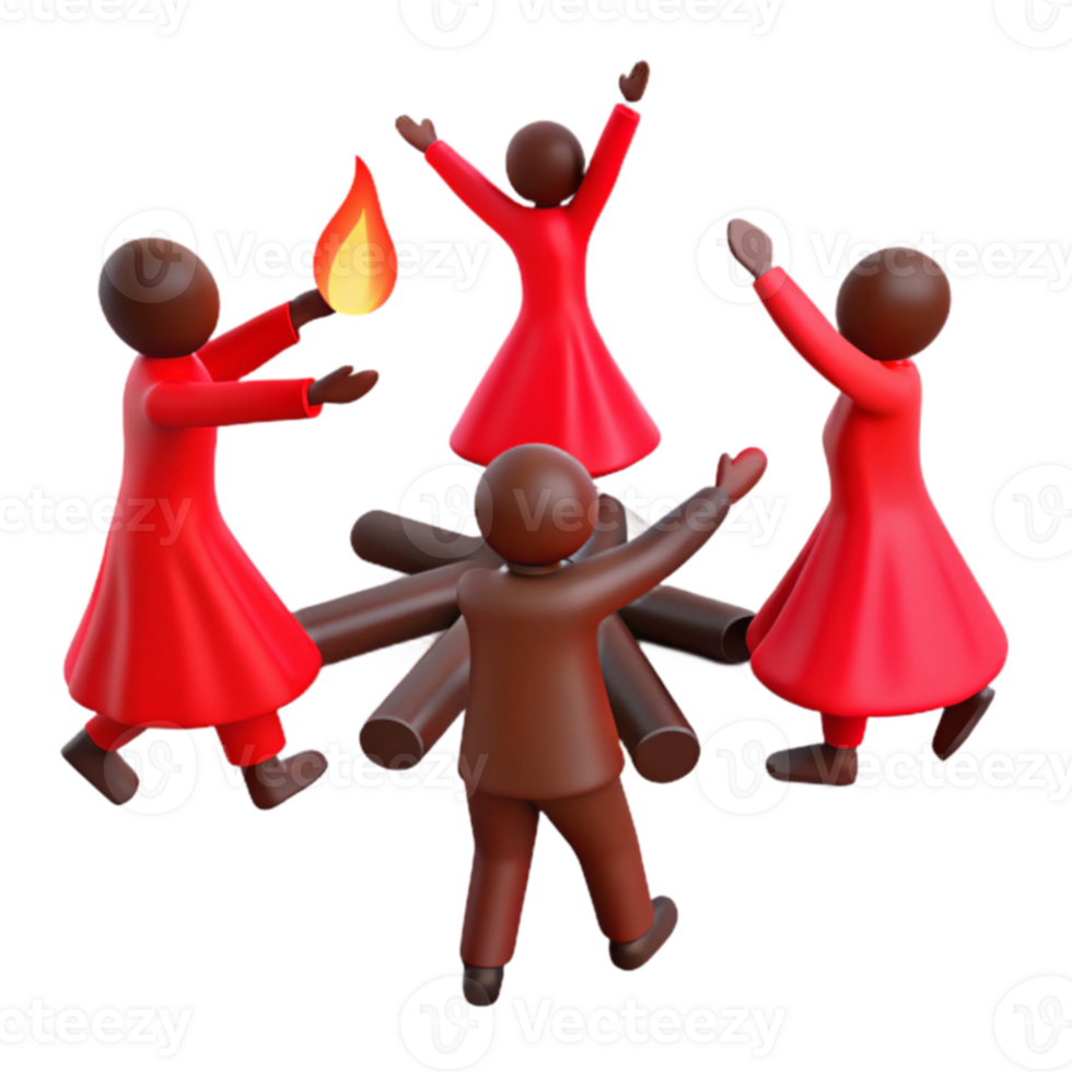 People Dancing Around a Campfire png