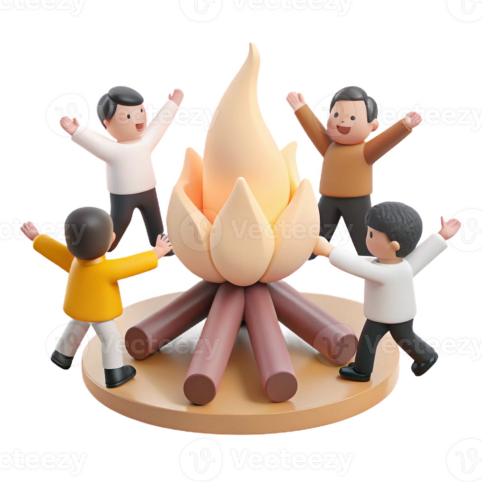 Friends Gather Around a Campfire png